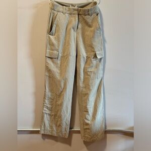 H&M Olive Green Linen Cargo Pants NWOT
